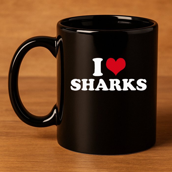 I Love Sharks 11oz C Handle Ceramic Mug