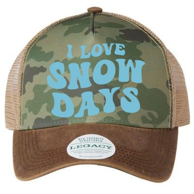 I Love Snow Days Snow Day Supporter Snow Lover Teacher Gift Legacy Tie Dye Trucker Hat