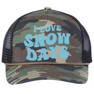 I Love Snow Days Snow Day Supporter Snow Lover Teacher Gift Retro Rope Trucker Hat Cap