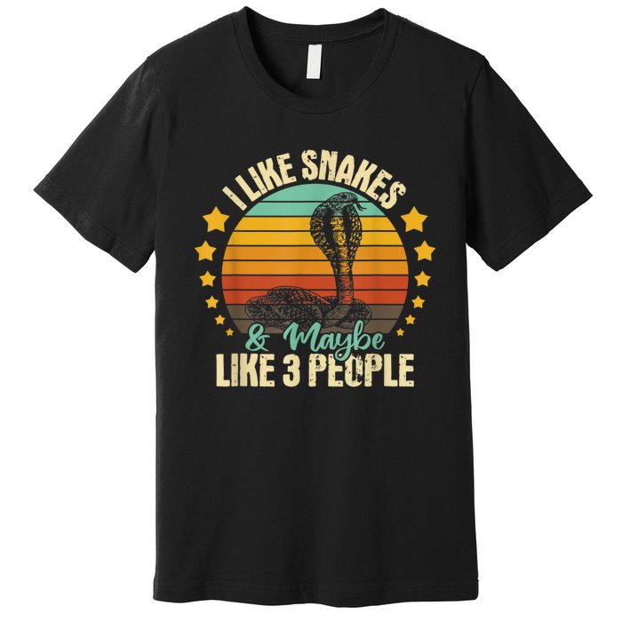 I Like Snakes & Maybe Like 3 People Snake Reptile Love Premium T-Shirt