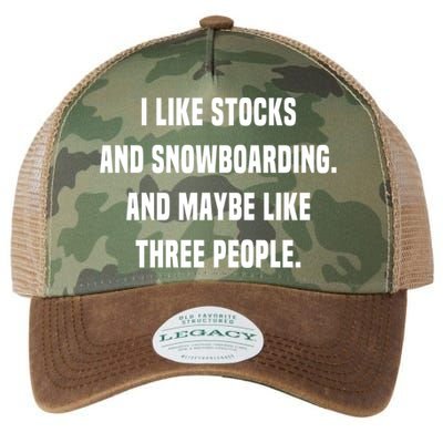 I Like Stocks And Snowboarding Funny Day Trader Stock Market Gift Legacy Tie Dye Trucker Hat