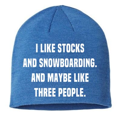 I Like Stocks And Snowboarding Funny Day Trader Stock Market Gift Sustainable Beanie