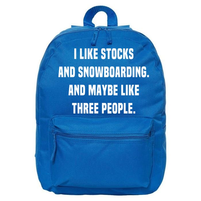 I Like Stocks And Snowboarding Funny Day Trader Stock Market Gift 16 in Basic Backpack