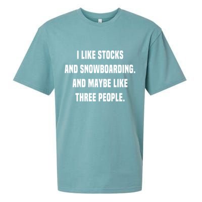 I Like Stocks And Snowboarding Funny Day Trader Stock Market Gift Sueded Cloud Jersey T-Shirt
