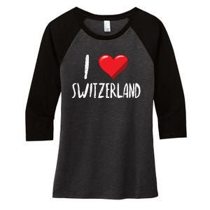 I Love Switzerland Traveler Souvenir Women's Tri-Blend 3/4-Sleeve Raglan Shirt