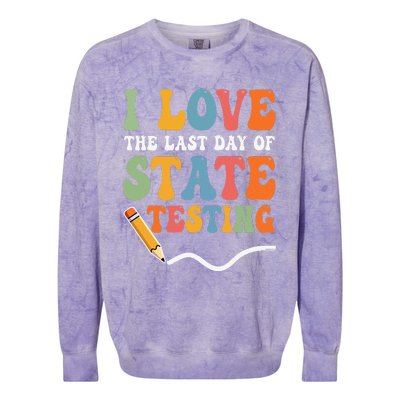 I Love State Testing Teacher School Test Day Funny Colorblast Crewneck Sweatshirt