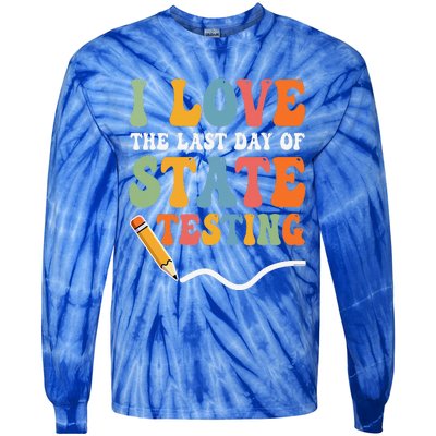 I Love State Testing Teacher School Test Day Funny Tie-Dye Long Sleeve Shirt