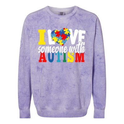 I Love Someone With Autism Autistic Awareness Month Warriors Great Gift Colorblast Crewneck Sweatshirt