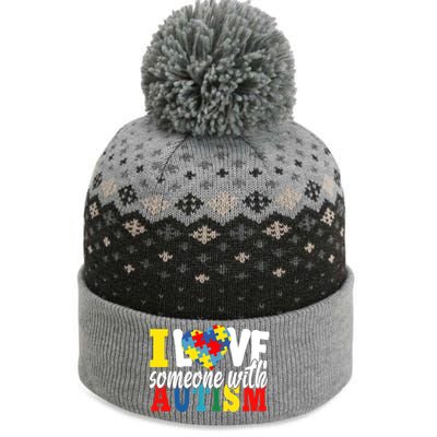 I Love Someone With Autism Autistic Awareness Month Warriors Great Gift The Baniff Cuffed Pom Beanie