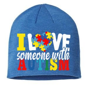 I Love Someone With Autism Autistic Awareness Month Warriors Great Gift Sustainable Beanie