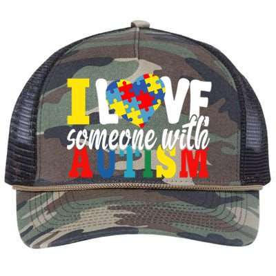 I Love Someone With Autism Autistic Awareness Month Warriors Great Gift Retro Rope Trucker Hat Cap