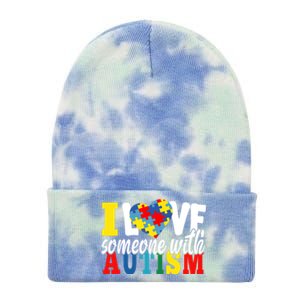 I Love Someone With Autism Autistic Awareness Month Warriors Great Gift Tie Dye 12in Knit Beanie