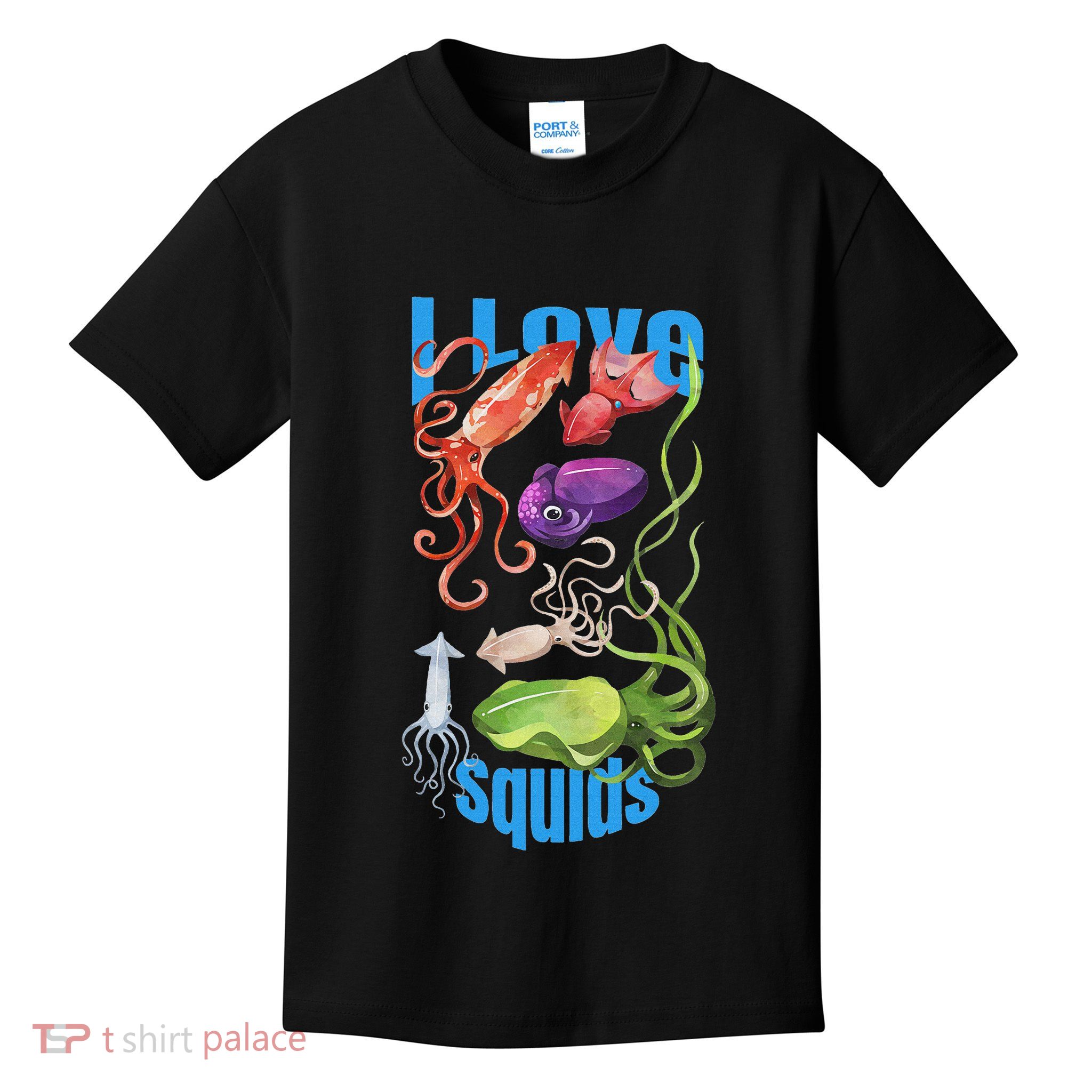 I Love Squids Octopus Cephalopod Ocean Summer Kawaii Cute Kids T-Shirt