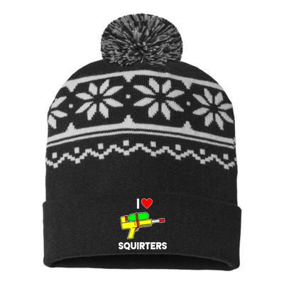 I Love Squirters Funny USA-Made Snowflake Beanie