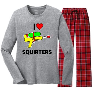 I Love Squirters Funny Women's Long Sleeve Flannel Pajama Set 