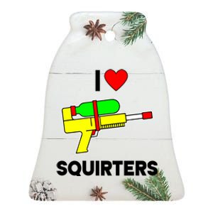 I Love Squirters Funny Ceramic Bell Ornament