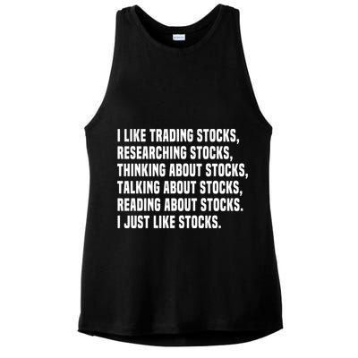 I Like Stocks Funny Day Trader Stock Market Gift Ladies PosiCharge Tri-Blend Wicking Tank