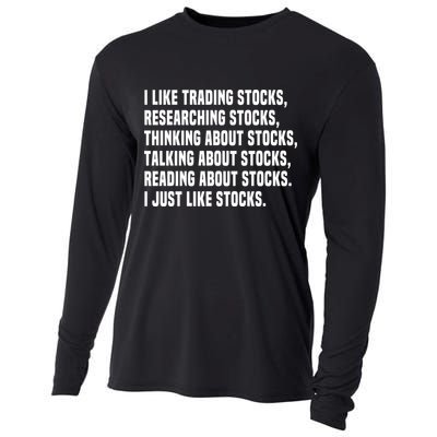 I Like Stocks Funny Day Trader Stock Market Gift Cooling Performance Long Sleeve Crew
