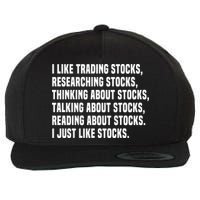 I Like Stocks Funny Day Trader Stock Market Gift Wool Snapback Cap