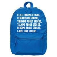 I Like Stocks Funny Day Trader Stock Market Gift 16 in Basic Backpack