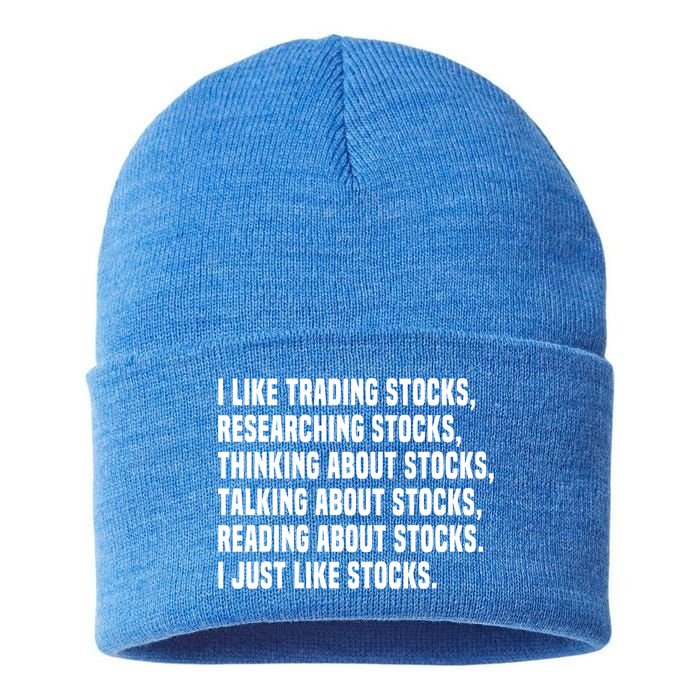 I Like Stocks Funny Day Trader Stock Market Gift Sustainable Knit Beanie