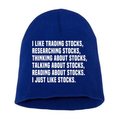 I Like Stocks Funny Day Trader Stock Market Gift Short Acrylic Beanie