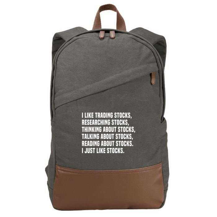 I Like Stocks Funny Day Trader Stock Market Gift Cotton Canvas Backpack