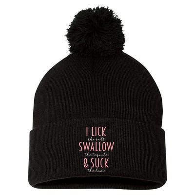 I Lick Salt Swallow Tequila Suck Lime Funny Mexican Drinking Pom Pom 12in Knit Beanie