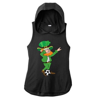 Irish Leprechaun Soccer Dab Pose Saint Patrick's Day Ladies PosiCharge Tri-Blend Wicking Draft Hoodie Tank