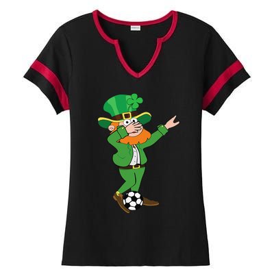 Irish Leprechaun Soccer Dab Pose Saint Patrick's Day Ladies Halftime Notch Neck Tee