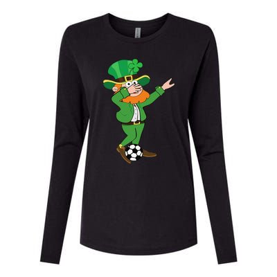 Irish Leprechaun Soccer Dab Pose Saint Patrick's Day Womens Cotton Relaxed Long Sleeve T-Shirt