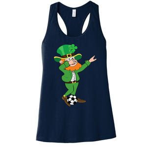 Irish Leprechaun Soccer Dab Pose Saint Patrick's Day Women's Racerback Tank