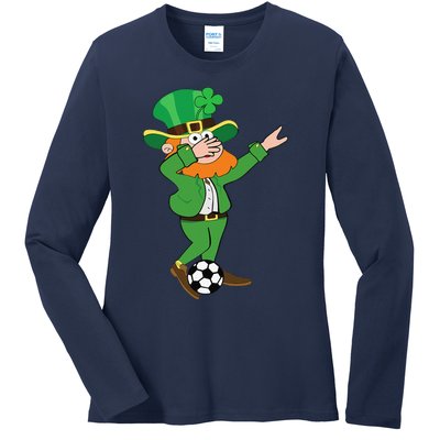 Irish Leprechaun Soccer Dab Pose Saint Patrick's Day Ladies Long Sleeve Shirt