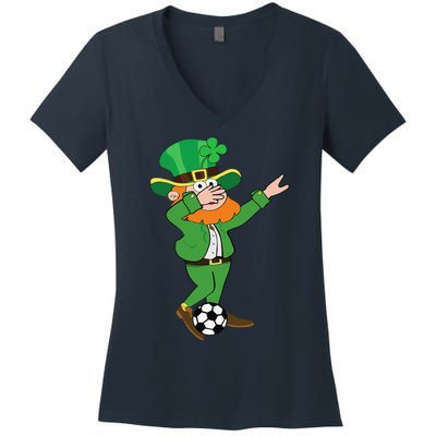 Irish Leprechaun Soccer Dab Pose Saint Patrick's Day Women's V-Neck T-Shirt