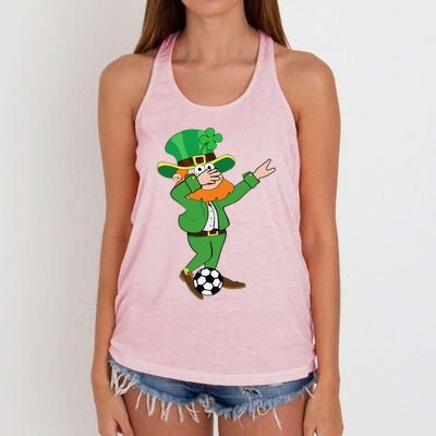 Irish Leprechaun Soccer Dab Pose Saint Patrick's Day Women's Knotted Racerback Tank