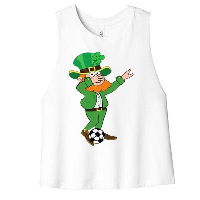 Irish Leprechaun Soccer Dab Pose Saint Patrick's Day Women's Racerback Cropped Tank