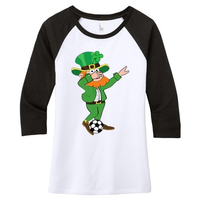 Irish Leprechaun Soccer Dab Pose Saint Patrick's Day Women's Tri-Blend 3/4-Sleeve Raglan Shirt