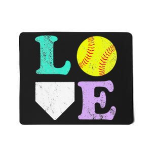 I Love Softball Mousepad