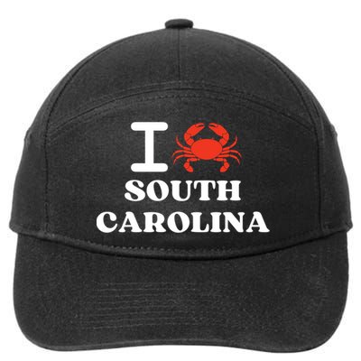 I Love South Carolina Crab Shellfish National Seafood Month Meaningful Gift 7-Panel Snapback Hat