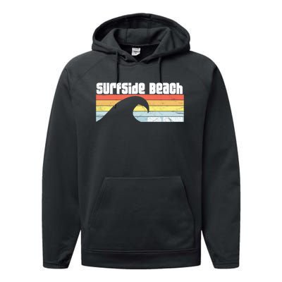 I Love Surfside Beach South Carolina Atlantic Ocean Wave Sc Performance Fleece Hoodie