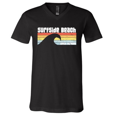 I Love Surfside Beach South Carolina Atlantic Ocean Wave Sc V-Neck T-Shirt