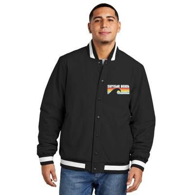 I Love Surfside Beach South Carolina Atlantic Ocean Wave Sc Insulated Varsity Jacket