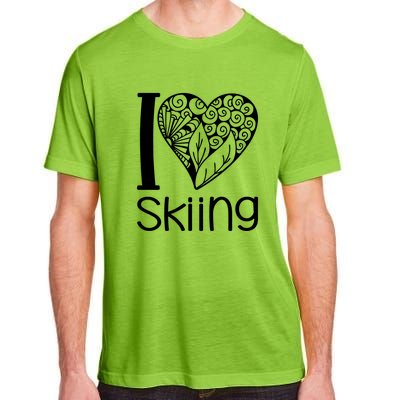 I Love Skiing Gift For Skier Adult ChromaSoft Performance T-Shirt