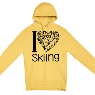 I Love Skiing Gift For Skier Premium Pullover Hoodie