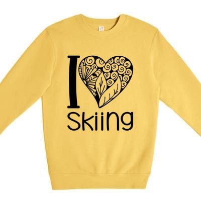 I Love Skiing Gift For Skier Premium Crewneck Sweatshirt