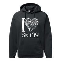 I Love Skiing Gift For Skier Performance Fleece Hoodie