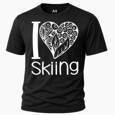 I Love Skiing Gift For Skier Cooling Performance Crew T-Shirt