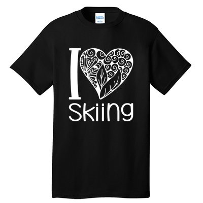 I Love Skiing Gift For Skier Tall T-Shirt