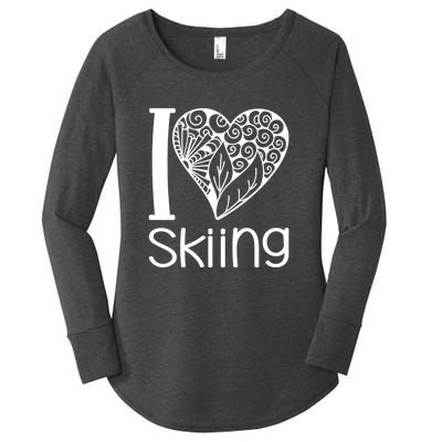 I Love Skiing Gift For Skier Women's Perfect Tri Tunic Long Sleeve Shirt