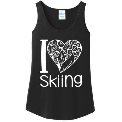 I Love Skiing Gift For Skier Ladies Essential Tank